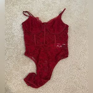 Red/Cranberry Lace Body Suit